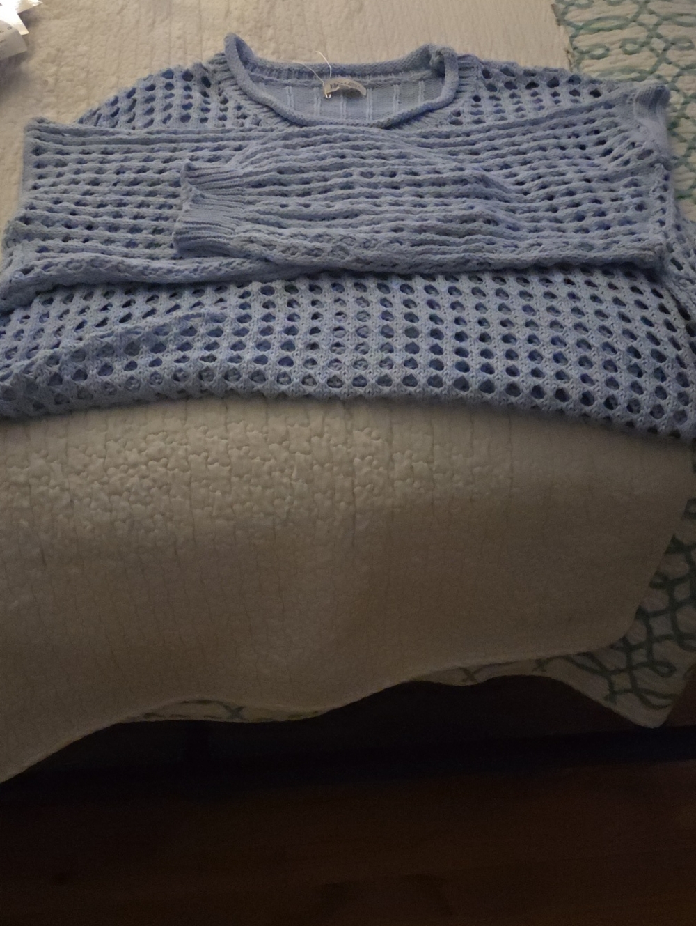 Light Blue Open-Knit Throw Blanket - Home Bedding